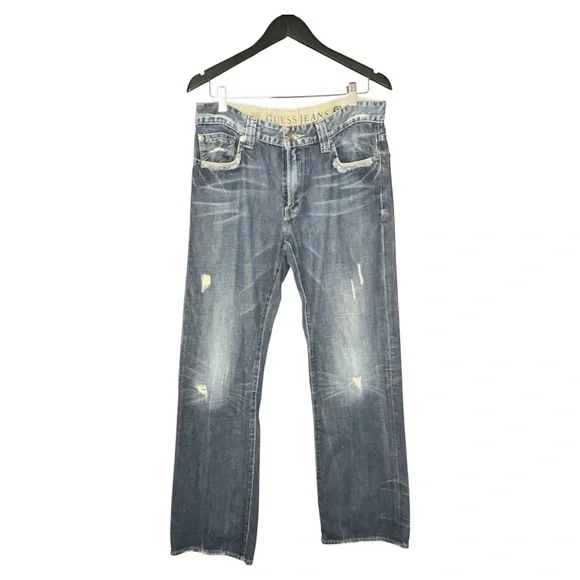 Guess Men's Distressed Blue Desmond Relaxed Jeans Size 32X32 - Picture 1 of 9